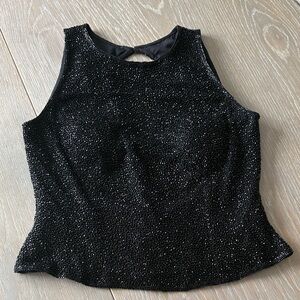 Chic Black Beaded Sleeveless Blouse